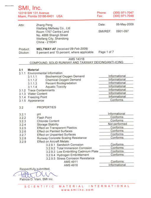 SMI airport deicer testing summary