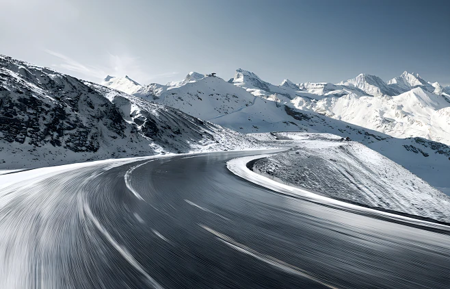 Clear road through a winter landscape